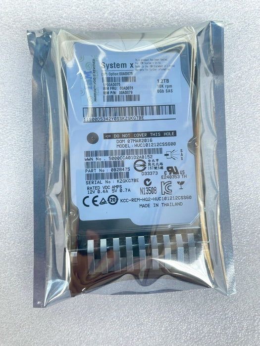 New IBM 1.2TB 10K 6GBPS SAS 2.5" G2HS Hard Drives 00AD075 00AD076