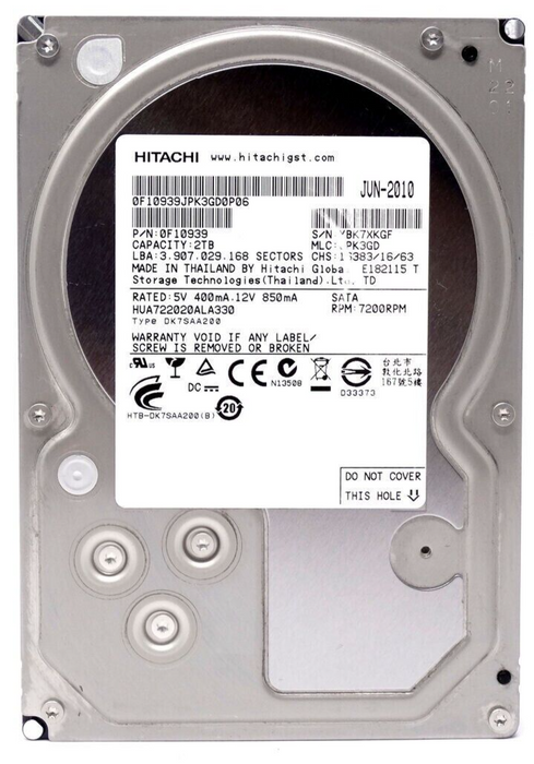 New Hitachi Ultrastar A7K2000 0F10452 2TB 3.5-inch SATA HDD HUA722020ALA330