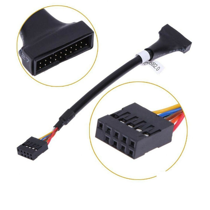 New Portable USB 3.0 20-pin Header Male to USB 2.0 9-pin Female Adapter