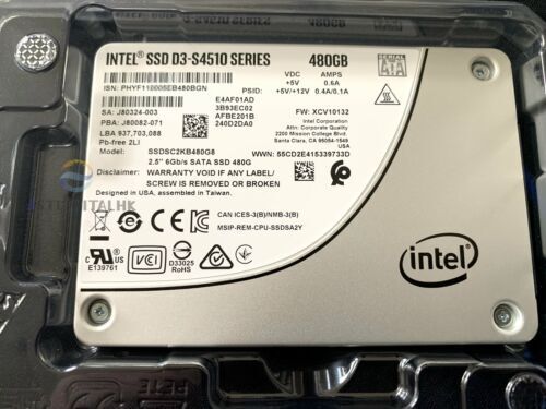 New Intel D3-S4510 Series 480GB 2.5 6Gbps SATA SSD SSDSC2KB480G801