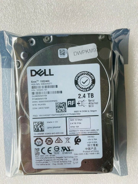 New Genuine Dell RWR8F 0RWR8F 2.4TB 10K SAS 2.5" 12Gbps HDD Hard Drive ST2400MM0159 - LaptopParts.ca