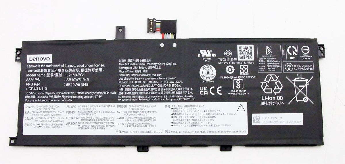 New Genuine Lenovo ThinkPad 5B10W51848 SB10W51949 Battery 46WH