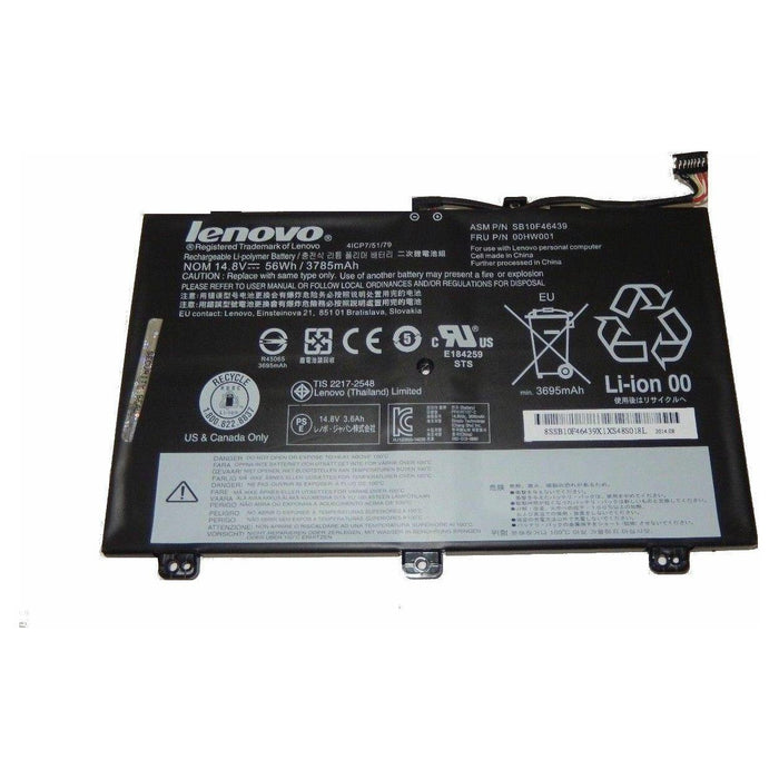 New Genuine Lenovo 00HW001 00HW000 SB10F46439 SB10F46438 4ICP7/51/79 Battery 56Wh
