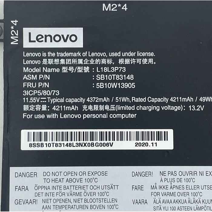 New Genuine Lenovo SB10K97645 SB10T83149 SB10T83197 Battery 51WH - LaptopParts.ca