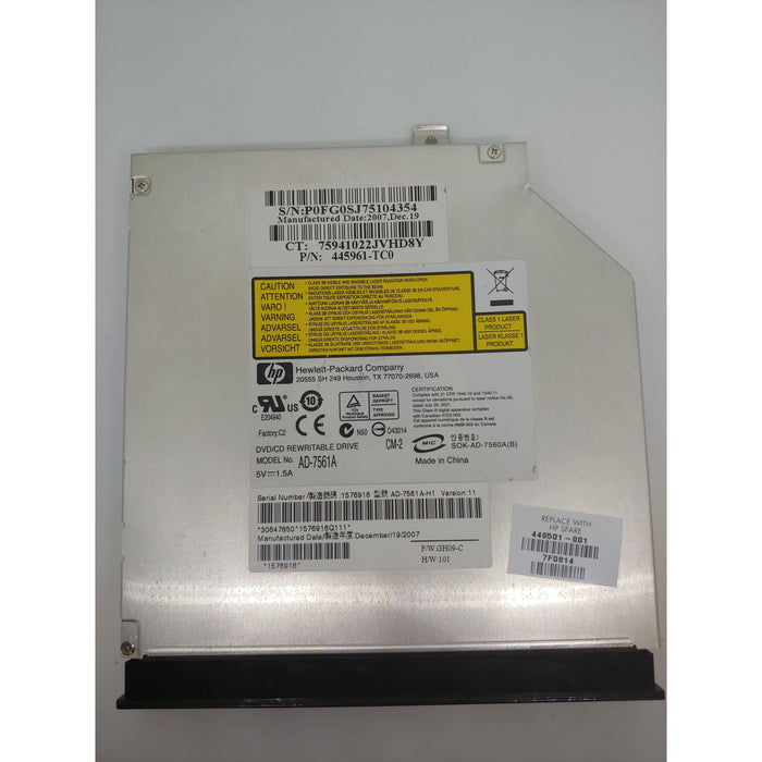 HP CD / DVD RW DL LightScribe Drive Sourced from Working Laptop AD-7561A AD-7561A-H1