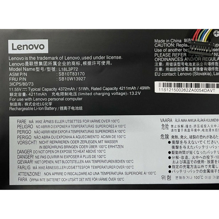 New Genuine Lenovo 02DL021 L18L3P72 L18M3P72 L18S3P72 Battery 51WH - LaptopParts.ca
