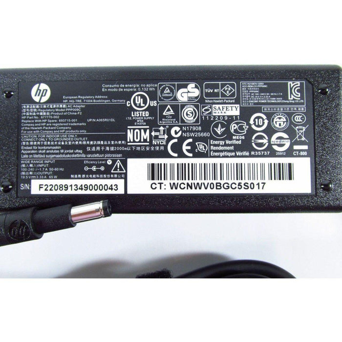New Genuine HP Ultrabook Sleekbook Ac Adapter Charger & Power Cord 677770-002 613149-001 65W