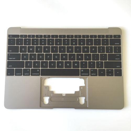 Apple MacBook 12 A1534 2015 Space Gray Topcase Palmrest with US English Backlit Keyboard 613-01195-A