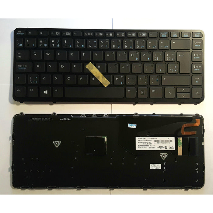 New HP EliteBook 745 750 755 840 845 855 G2 Black Canadian Bilingual Backlit Keyboard 776475-DB1 762758-DB1