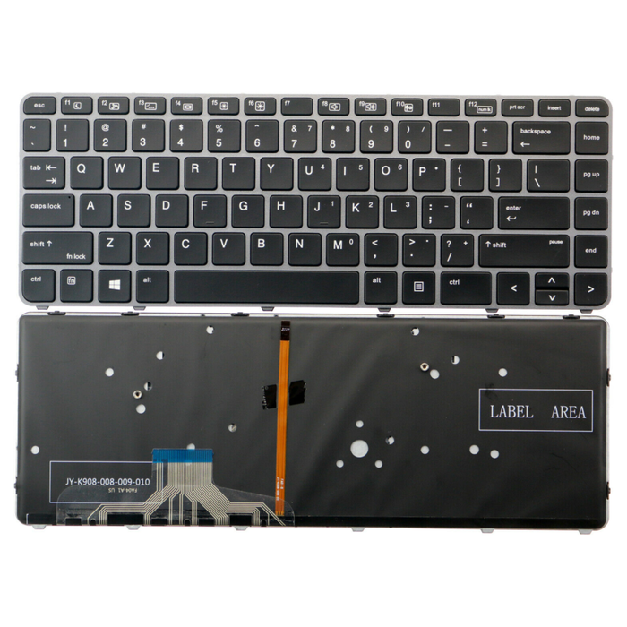 New HP EliteBook Keyboard Silver Frame Black US EN Backlit 844423-001 818252-001