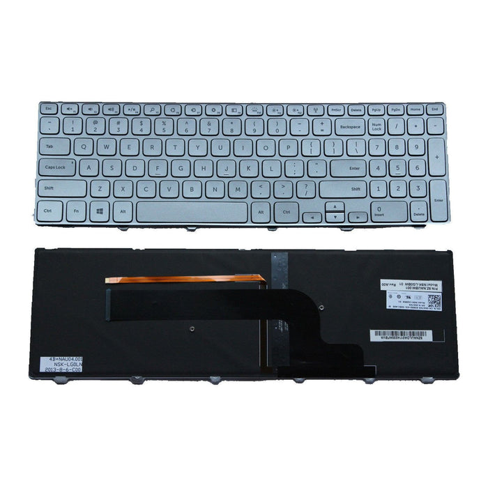 New Dell Inspiron 15 7000 15-7537 7737 Silver Keyboard Backlit with Frame 87YTJ NSK-LG0BW KK7X9