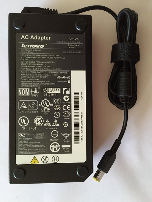 New Genuine Lenovo AC Adapter 45N0372 20V 8.5A 170W Square - Yellow Tip