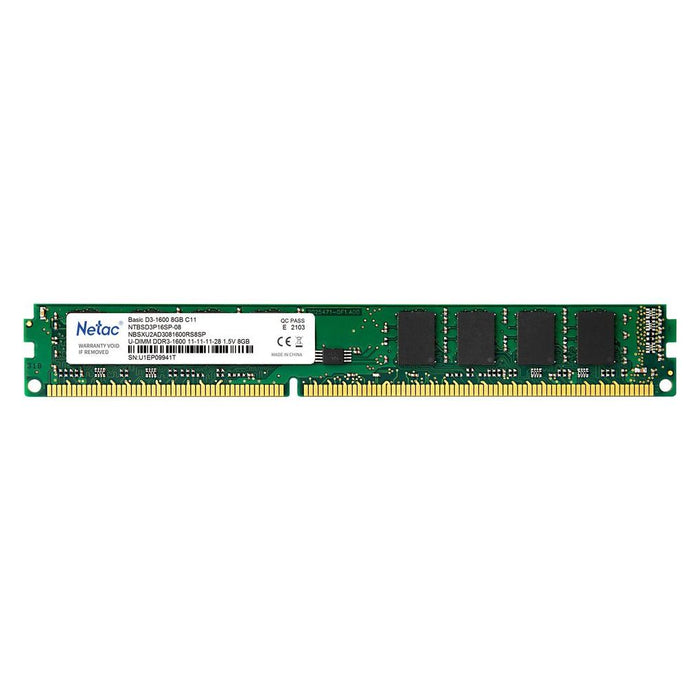 New Netac 8GB DDR3 Ram 1600MHz PC Memory Ram  PC3-12800 1.5V CL11 204-Pin