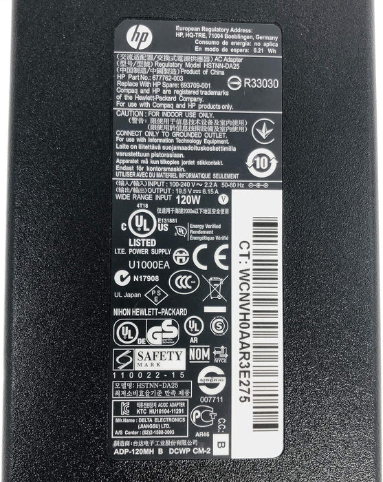 New Genuine HP Pavilion DV4-5300 Series Slim AC Power Adapter Charger 120W - LaptopParts.ca