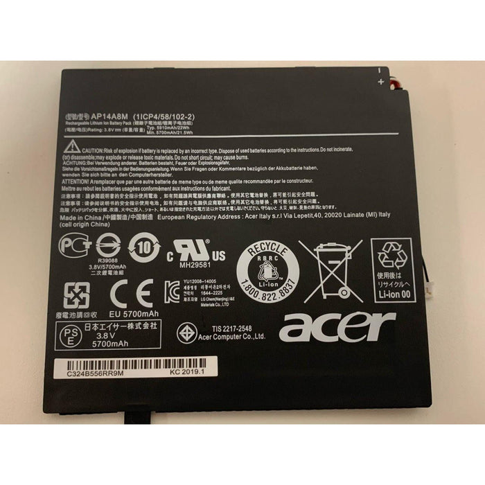 New Acer KT.0020G.004 AP14A8M Tablet Battery 22Wh