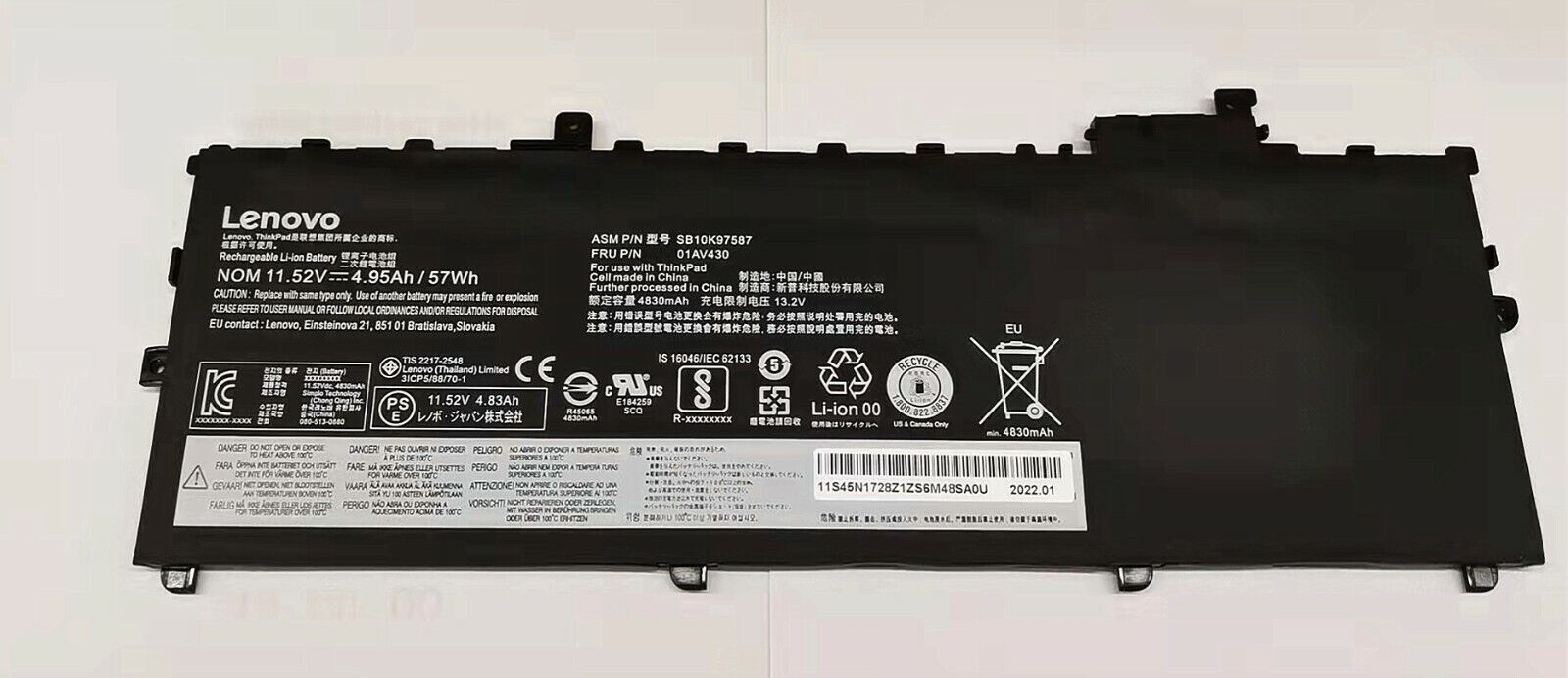 New Genuine Lenovo 01AV429 01AV430 01AV431 01AV494 Battery 57Wh