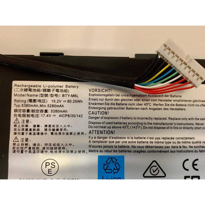 MSI P65 8RD 8RD-012 8RE 8RE-008 8RE-075 Genuine Battery 80.25Wh