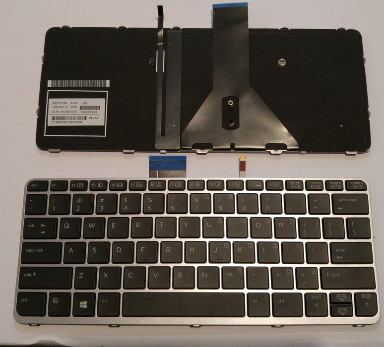 New HP Elitebook Folio 1020 1030 G1 Keyboard Backlit Silver Frame 804214-001 752962-001