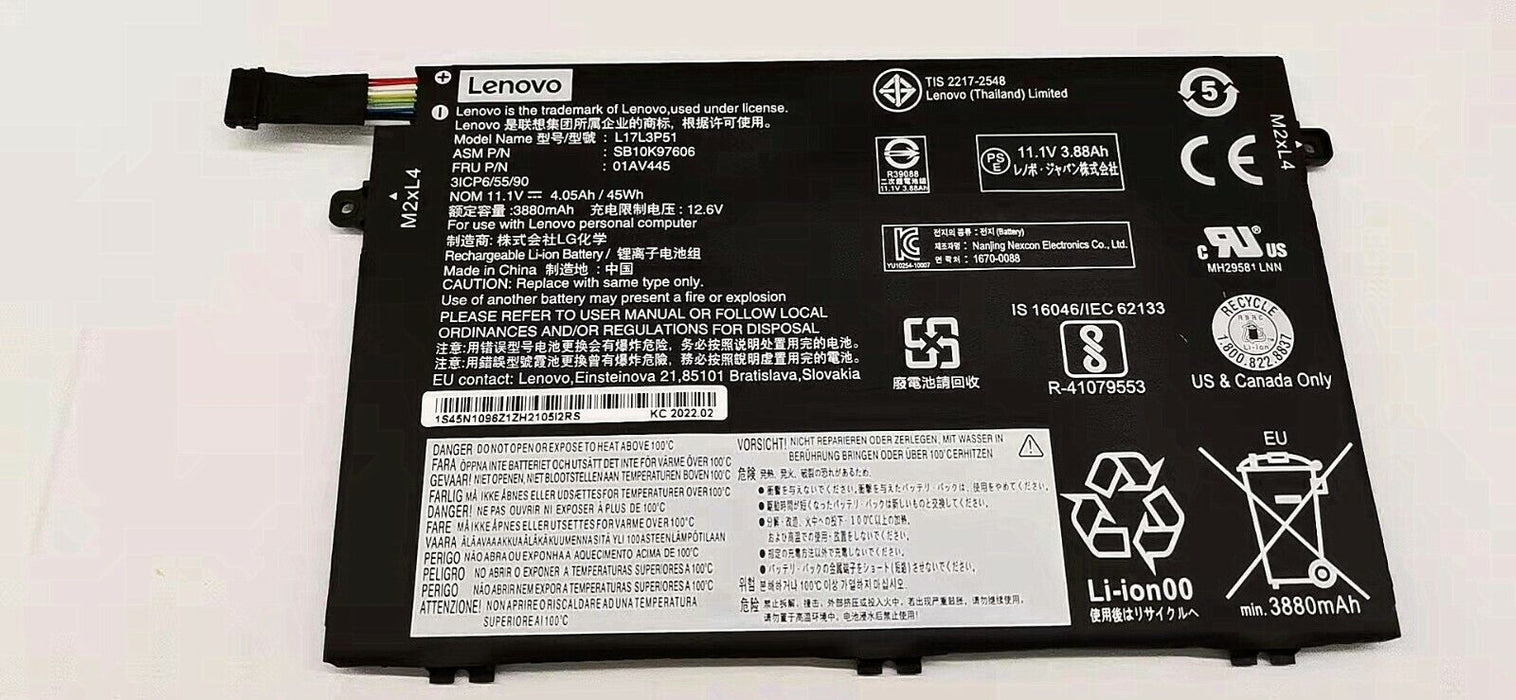 New Genuine Lenovo ThinkPad E585 E590 R480 R580 Battery 45Wh