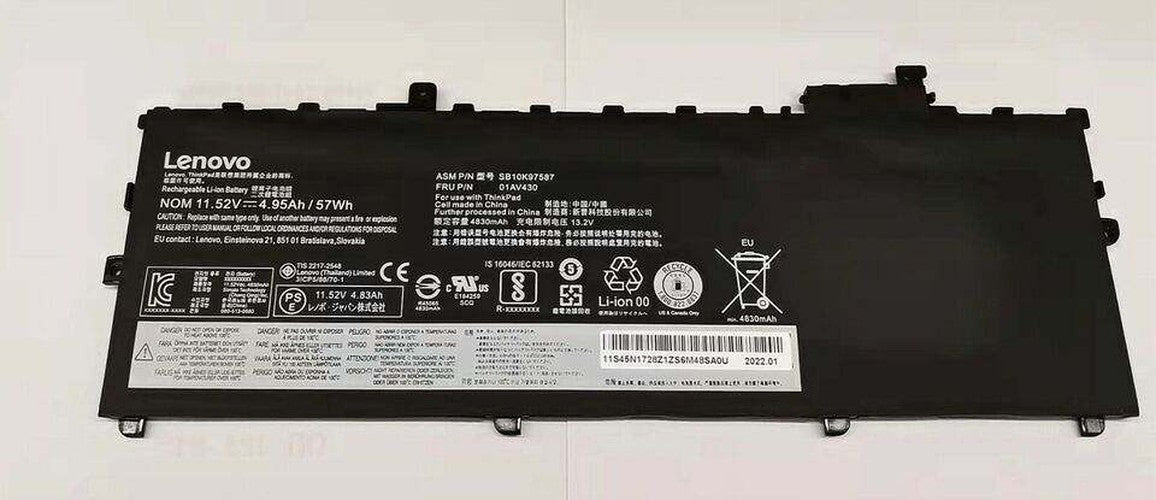 Lenovo ThinkPad X1 Carbon 2018 20KGA0BRCD Genuine Battery 57Wh