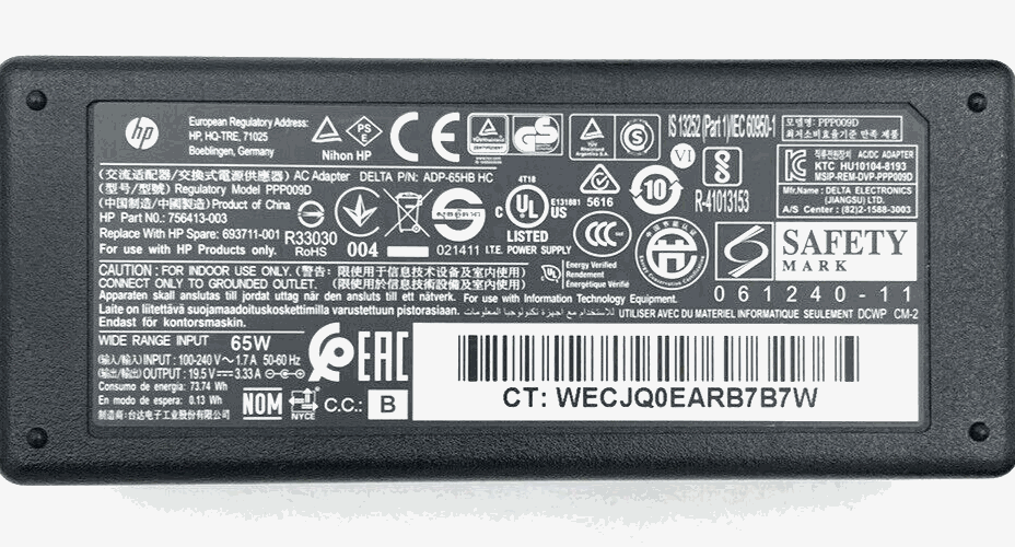 HP 724264-001 19.5V 3.33A AC Adapter Charger 65W 7.4*5.0mm