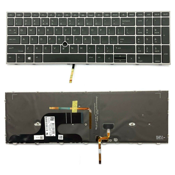 New HP Zbook Fury 15 G7 Keyboard Silver Black Backlit with Pointer M17094-001 L97967-001