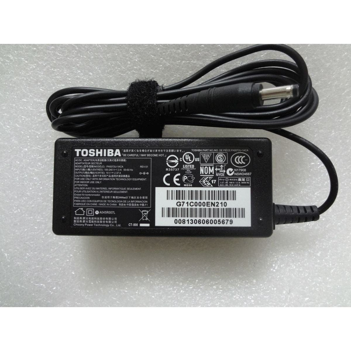 New Genuine Toshiba AC Adapter Charger PA5192U-1ACA 19V 2.37A 45W 4.0*1.7mm