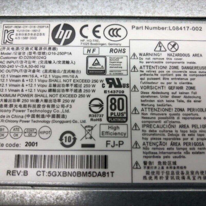 D16-250P1A New HP Prodesk L08417-002 250W SFF Desktop Power Supply