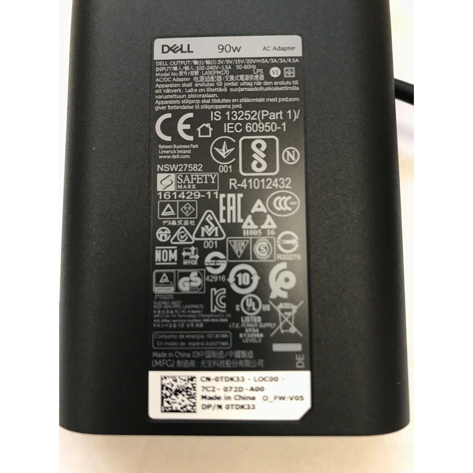 New Genuine Dell AC Adapter Charger TDK33 0TDK33 90W