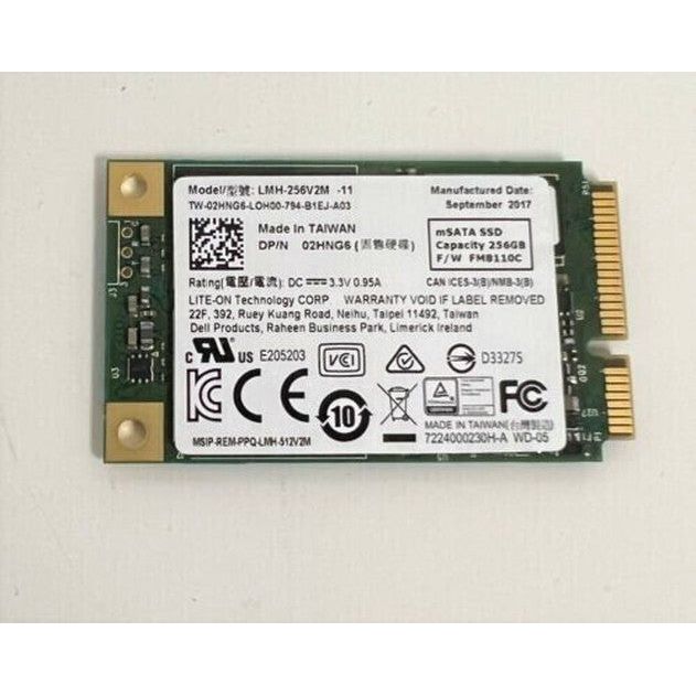 New Dell 256GB SSD Solid State Drive mSATA 2HNG6 LITE-ON LMH-256V2M 6Gb/s 35DNT - LaptopParts.ca