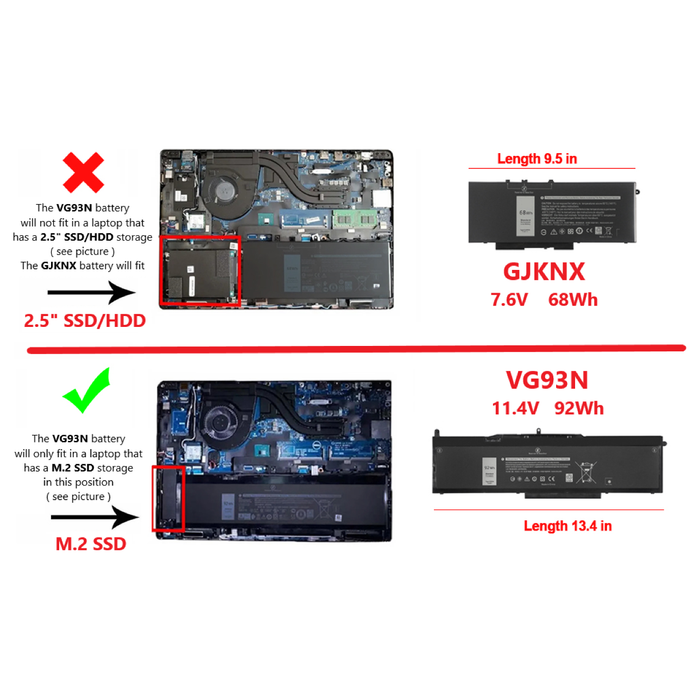 New Genuine Dell VG93N 0VG93N WFWKK Battery 92Wh