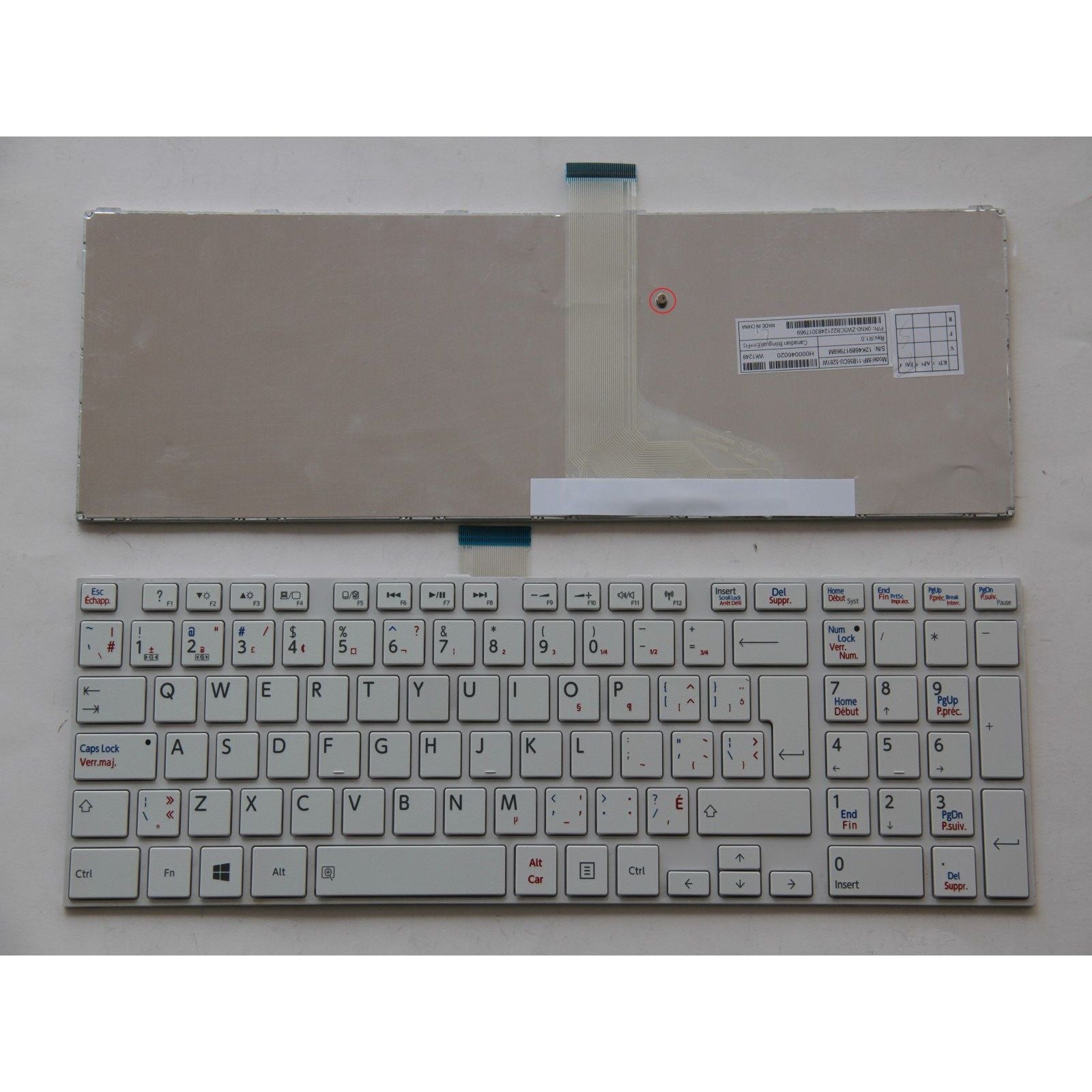 Toshiba Satellite L850 L850D L855 L855D Canadian Bilingual keyboard White H000046020