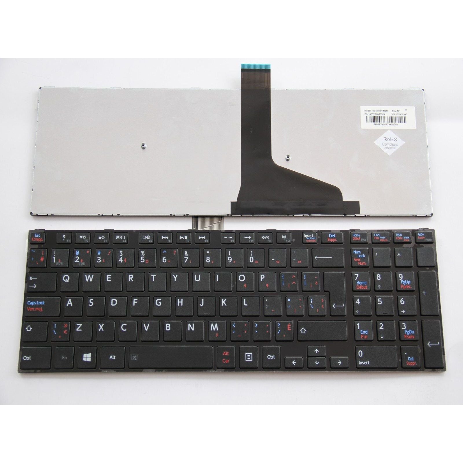 Toshiba Satellite L55-A Canadian Bilingual Keyboard Black 9Z.N7USV.M2M 6037B0083324 B0083324133450347