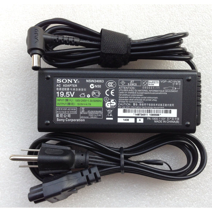 New Genuine Sony VGP-AC19V23 VGP-AC19V24 VGP-AC19V25 AC Adapter Charger 90W