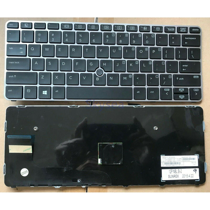 New HP EliteBook G3 725 820 US Keyboard Silver Frame V151426AS1 813302-001